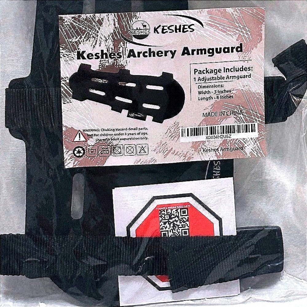 Black archery Arm Guard Adjustable Forearm Protector Bow Hunting